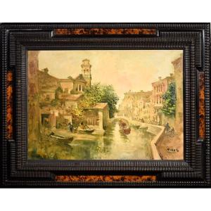 Venise, le Rio di San Trovaso - Giuseppe Riva (Ivrée 1834 -1916)