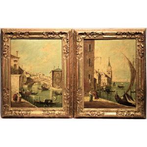 Pair Of Venetian Views - Signed A. Grossi Late 19th Century