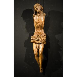 Crucified Christ - Wooden Sculpture -  End Of The 15th Century