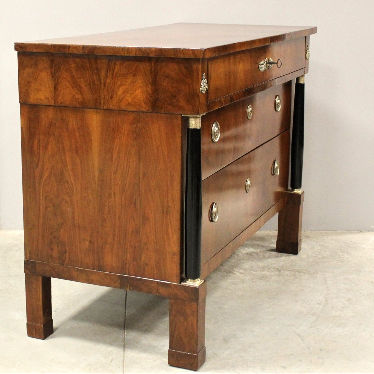 Antique Empire Chest Of Drawers In Walnut - Italy 19th-photo-4