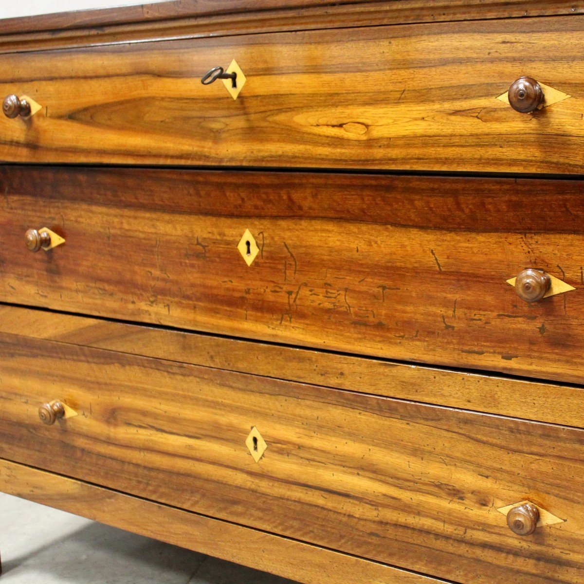 Antique Empire Chest Of Drawers In Walnut Inlaid - Italy 19th-photo-6