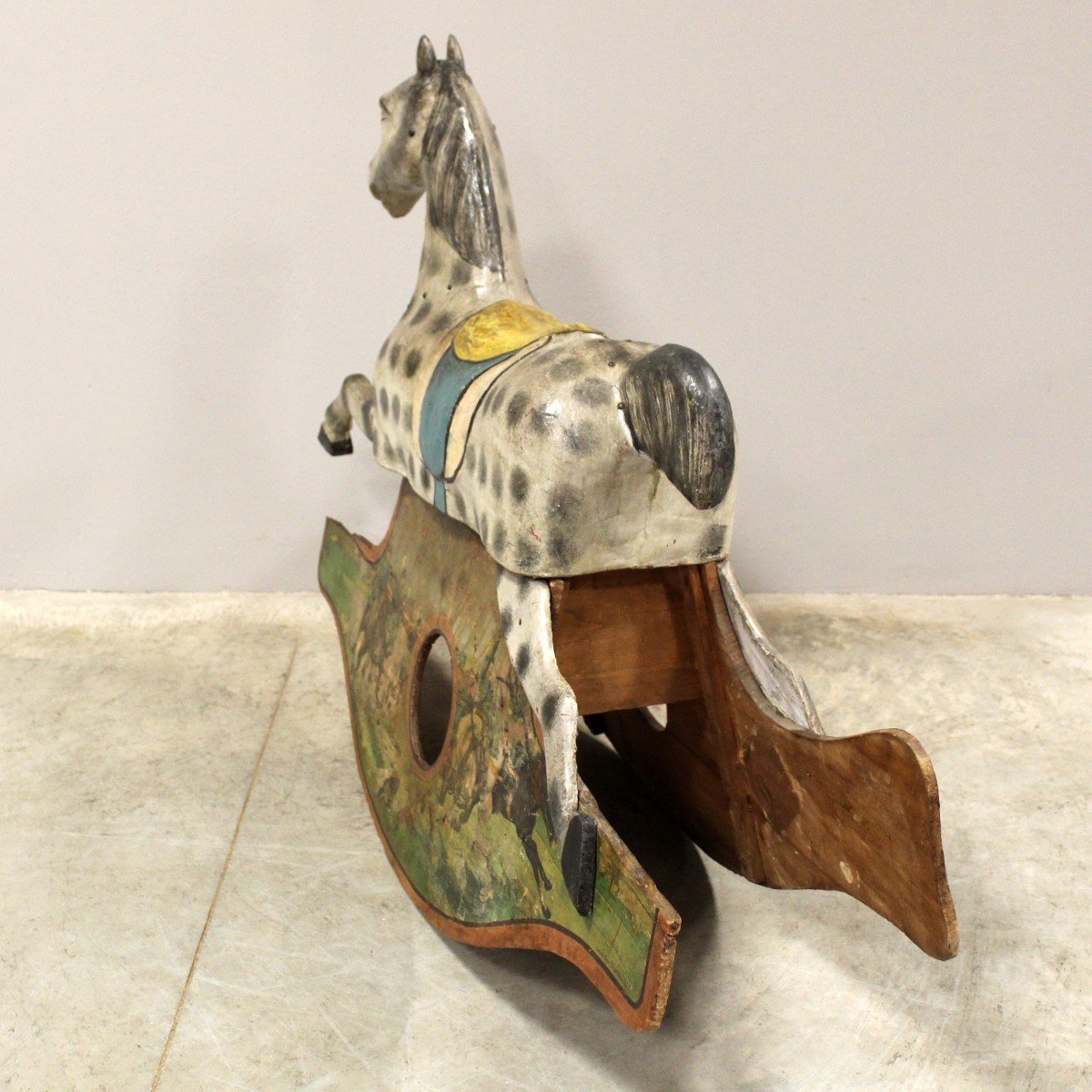 Antique Rocking Horse In Polychrome Papier-mâché And Wood - Early 20th Italy-photo-2