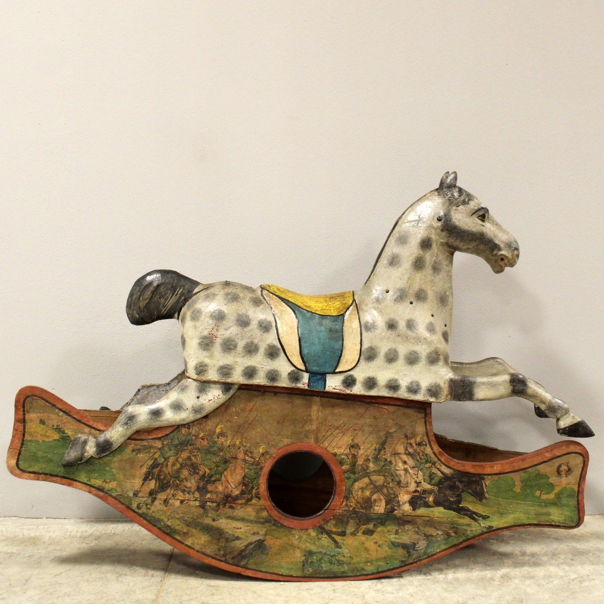 Antique Rocking Horse In Polychrome Papier-mâché And Wood - Early 20th Italy