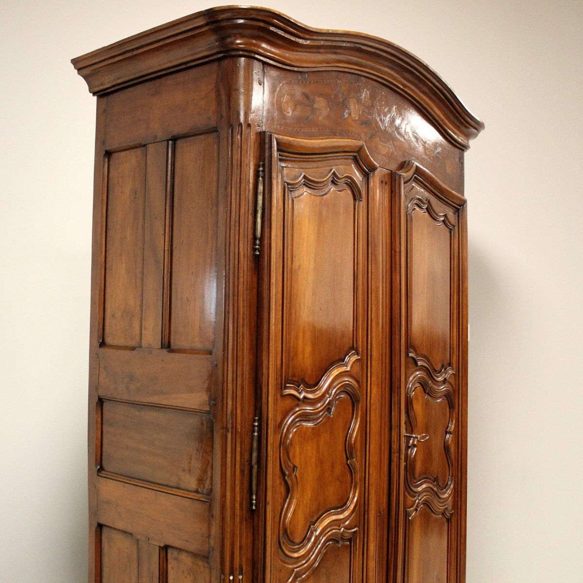 Antique Louis XV Cabinet Wardrobe In Walnut And Marquetry - 18th-photo-3