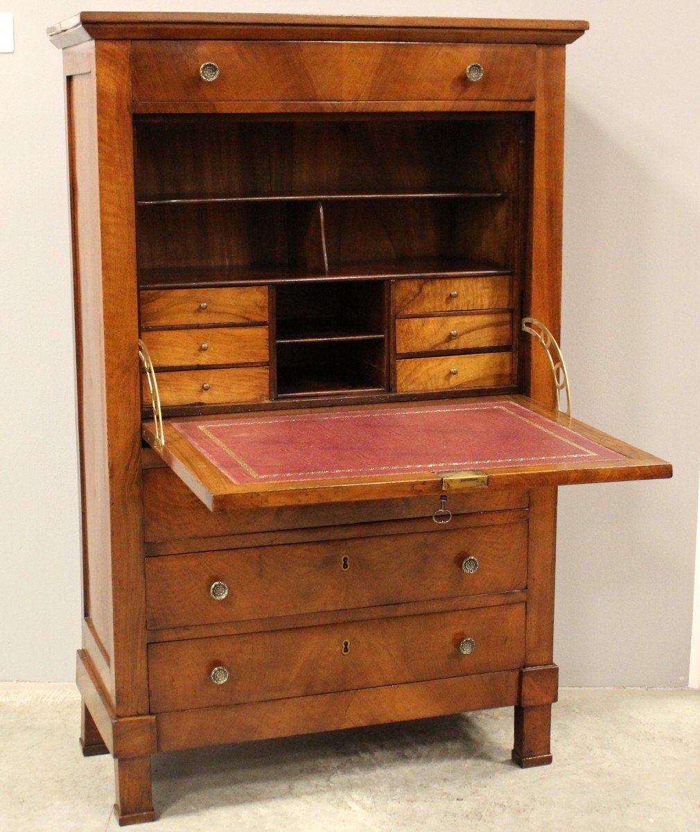 Antique Restoration Secretaire In Walnut - 19th-photo-2