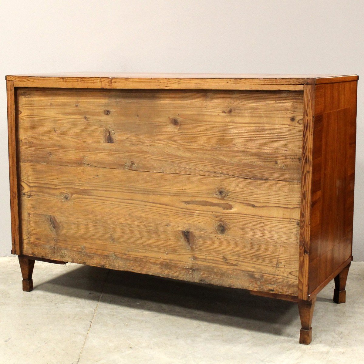 Antique Directoire Chest Of Drawers In Walnut And Marquetry - Italy 18th-photo-8