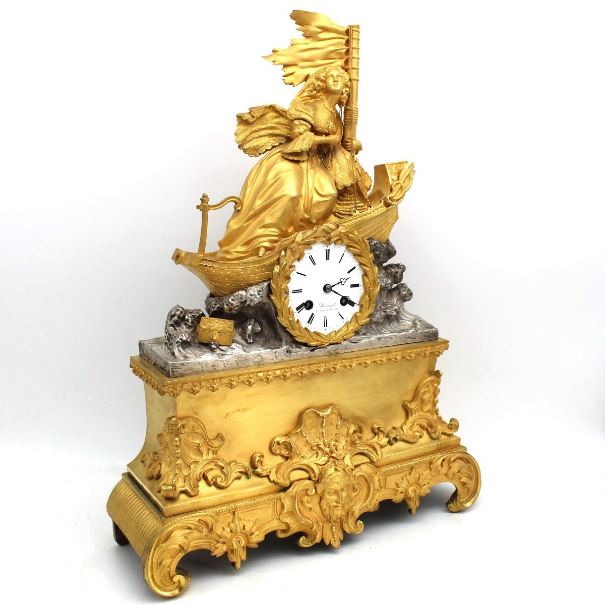 Ancien Horloge Pendule d'époque Louis Philippe en bronze doré - 19ème -photo-2