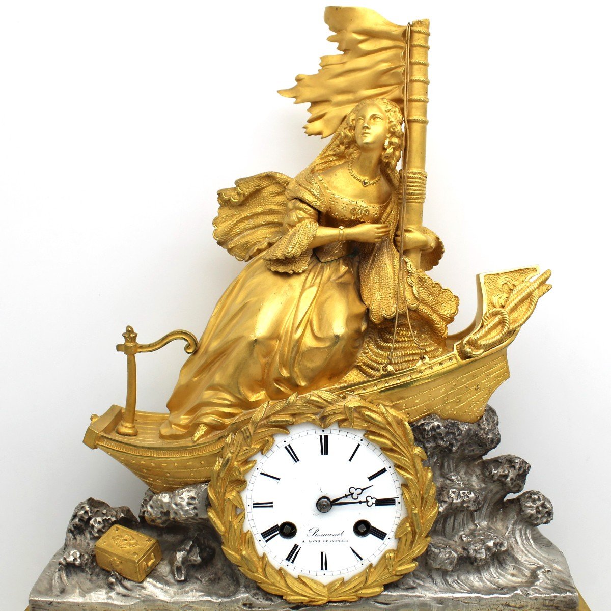 Ancien Horloge Pendule d'époque Louis Philippe en bronze doré - 19ème -photo-4