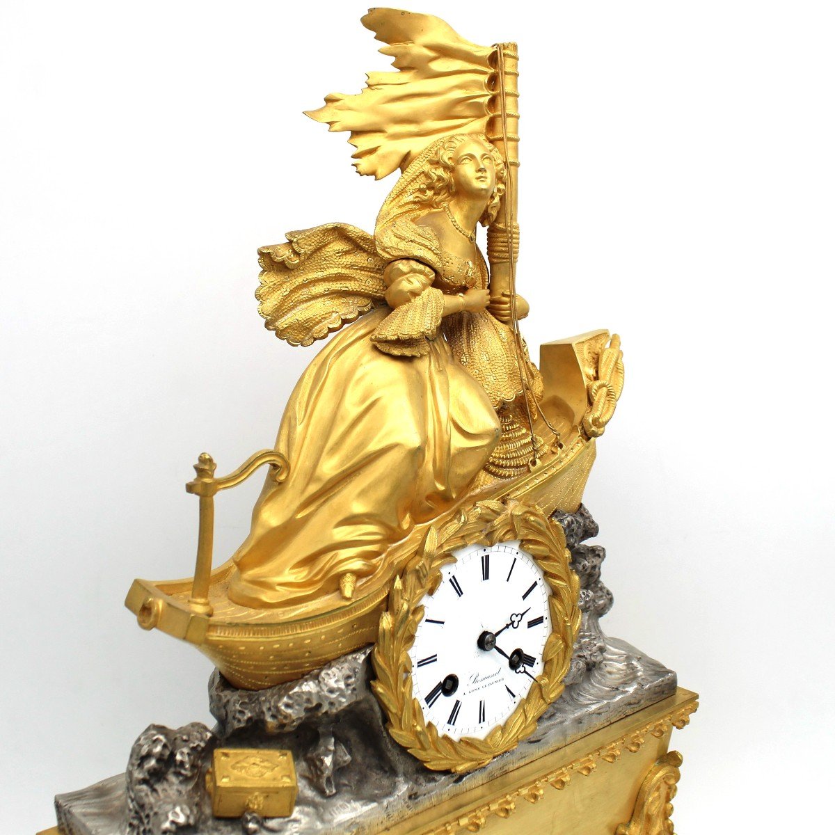 Ancien Horloge Pendule d'époque Louis Philippe en bronze doré - 19ème -photo-2