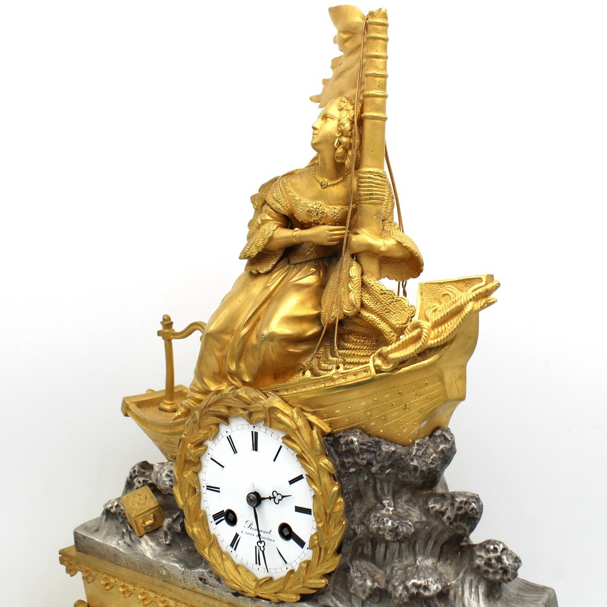 Ancien Horloge Pendule d'époque Louis Philippe en bronze doré - 19ème -photo-3