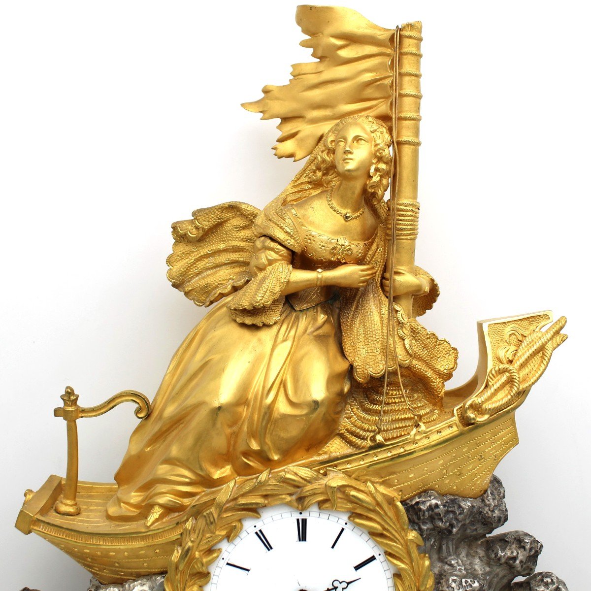 Ancien Horloge Pendule d'époque Louis Philippe en bronze doré - 19ème -photo-4