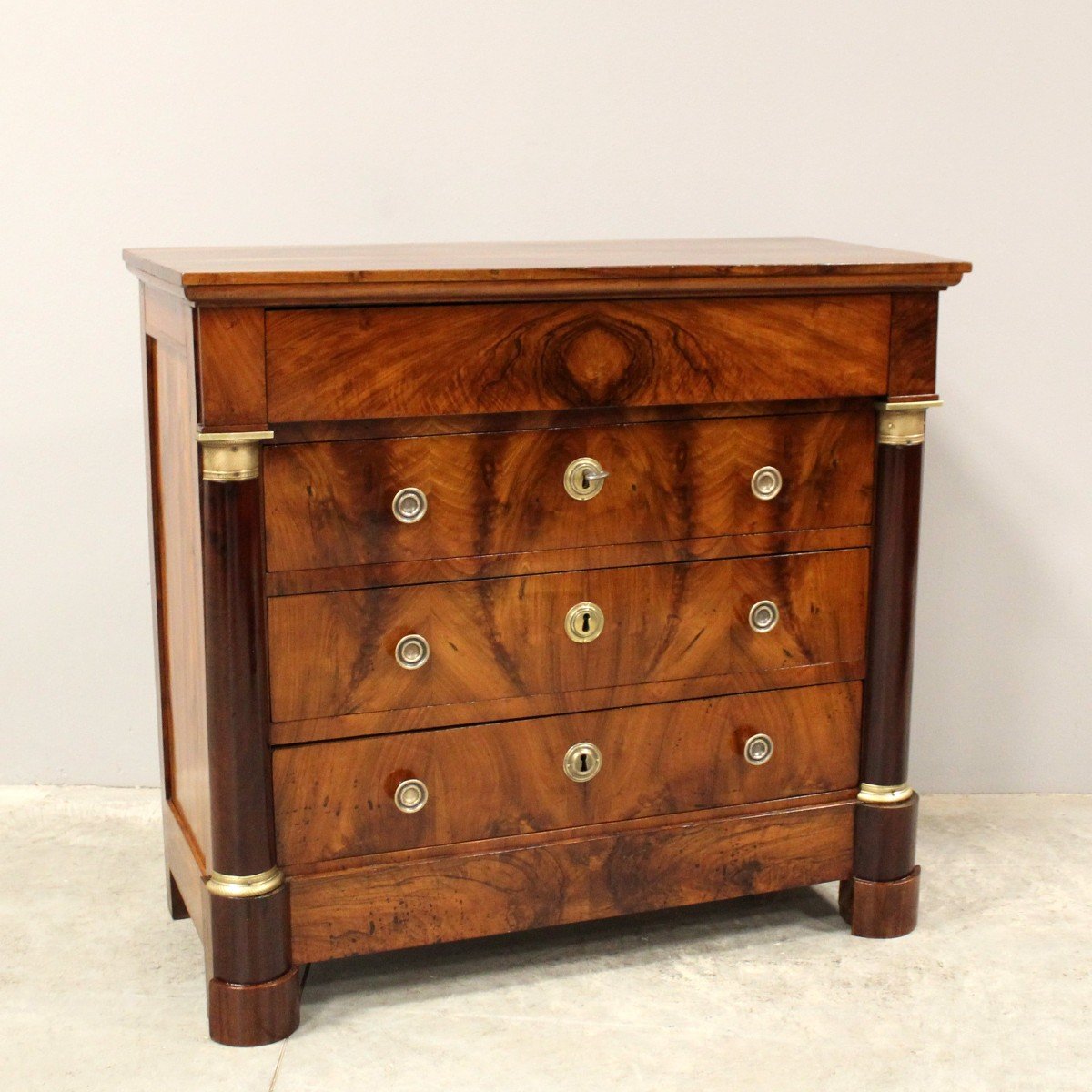 Antique Empire Dresser Chest Of Drawers In Walnut - 19th-photo-2