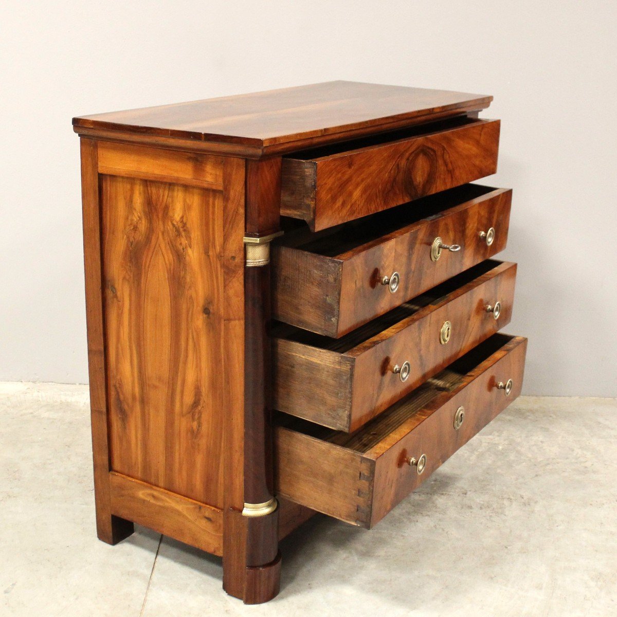 Antique Empire Dresser Chest Of Drawers In Walnut - 19th-photo-2