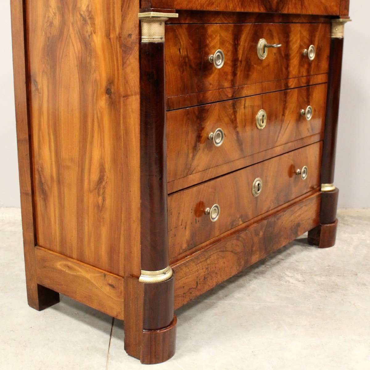 Antique Empire Dresser Chest Of Drawers In Walnut - 19th-photo-5