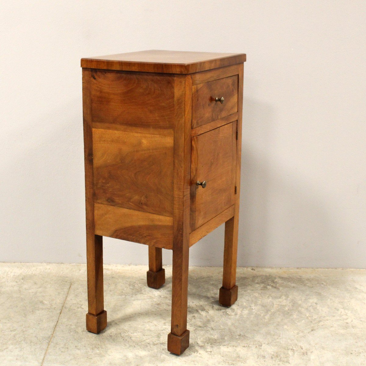 Antique Empire  Bedside Nightstand Table In Walnut - Italy 19th-photo-2