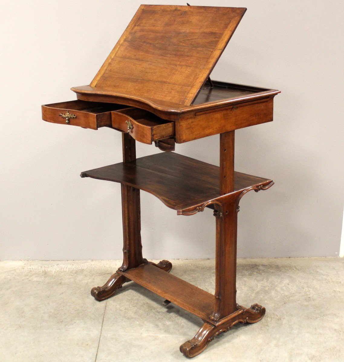 Antique Table Writing Desk Lectern In Walnut - 19th-photo-1