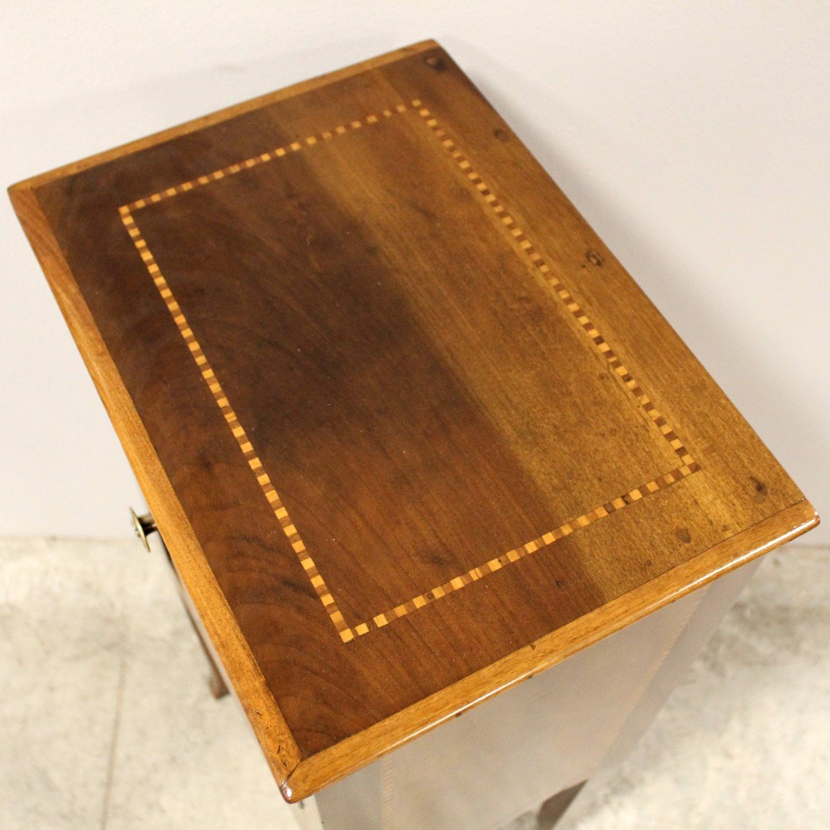 Antique Directoire Bedside Nightstand Table In Walnut And Marquetry - Italy 19th-photo-6