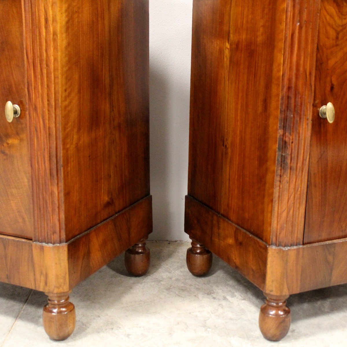 Antique Pair Of Charles X Bedsides Nightstands Tables In Walnut - Italy 19th-photo-6