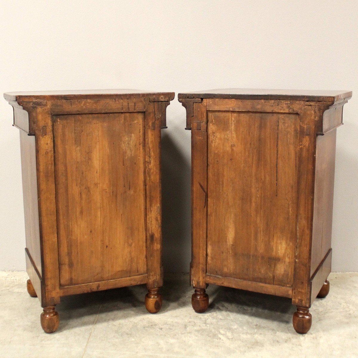 Antique Pair Of Charles X Bedsides Nightstands Tables In Walnut - Italy 19th-photo-7