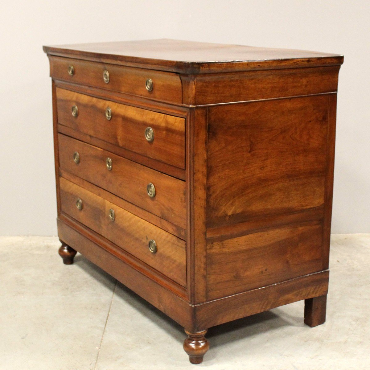 Antique Louis Philippe Chest Of Drawers In Walnut - Italy 19th-photo-4