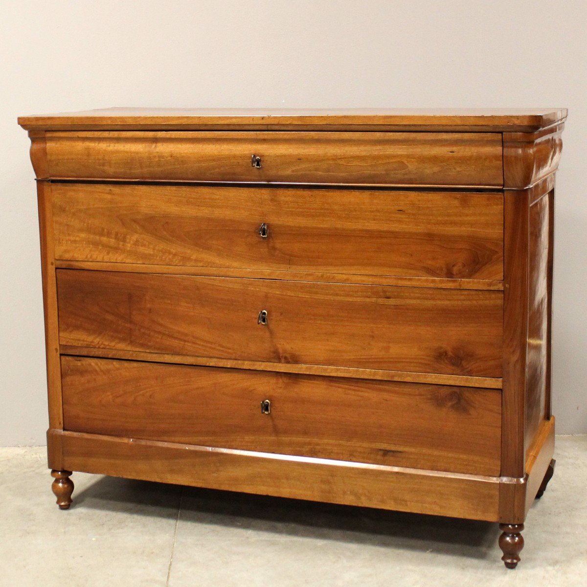 Antique Louis Philippe Chest Of Drawers In Walnut - Italy 19th-photo-2