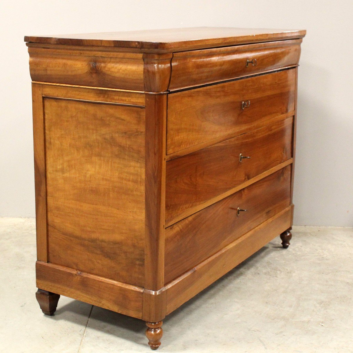 Antique Louis Philippe Chest Of Drawers In Walnut - Italy 19th-photo-3