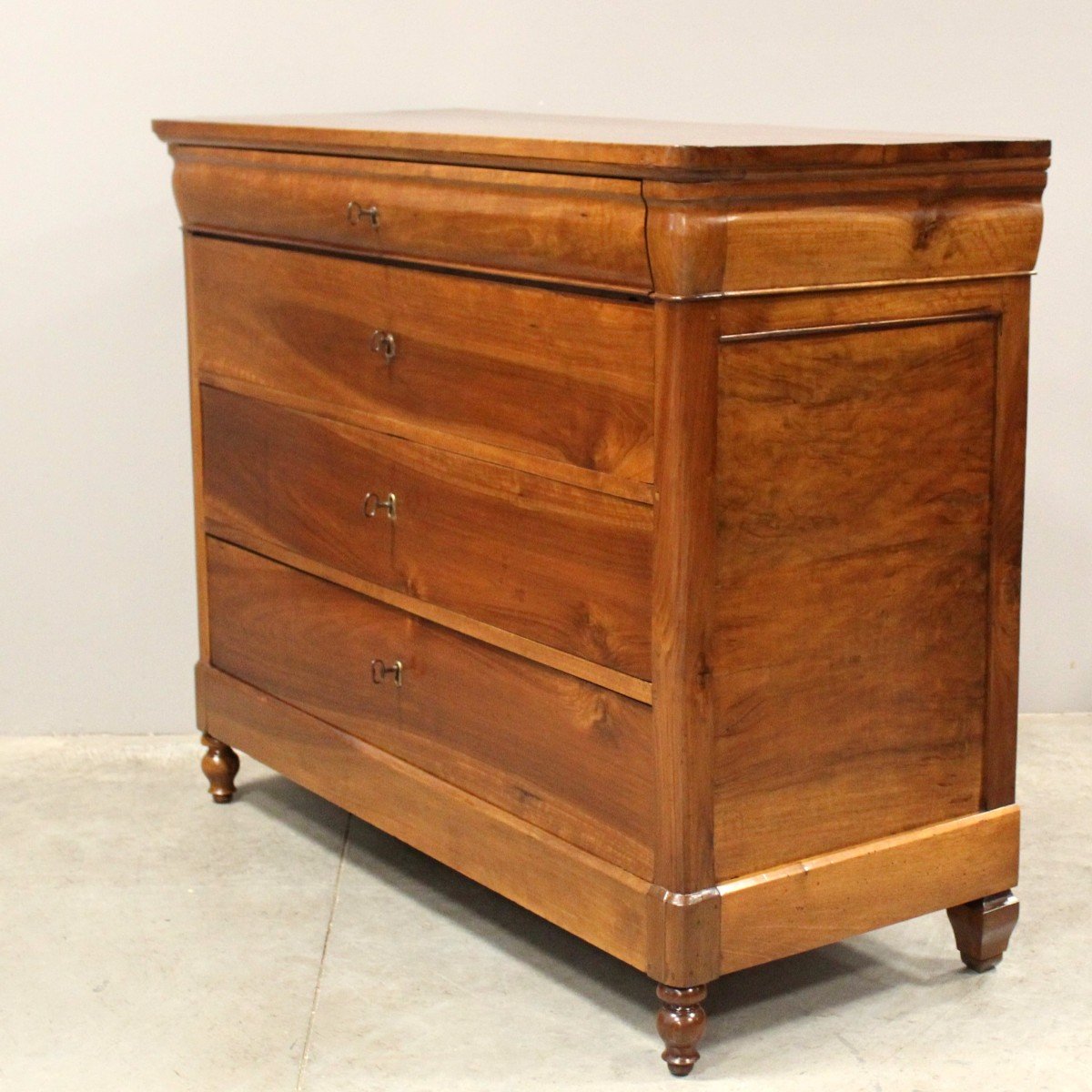 Antique Louis Philippe Chest Of Drawers In Walnut - Italy 19th-photo-4