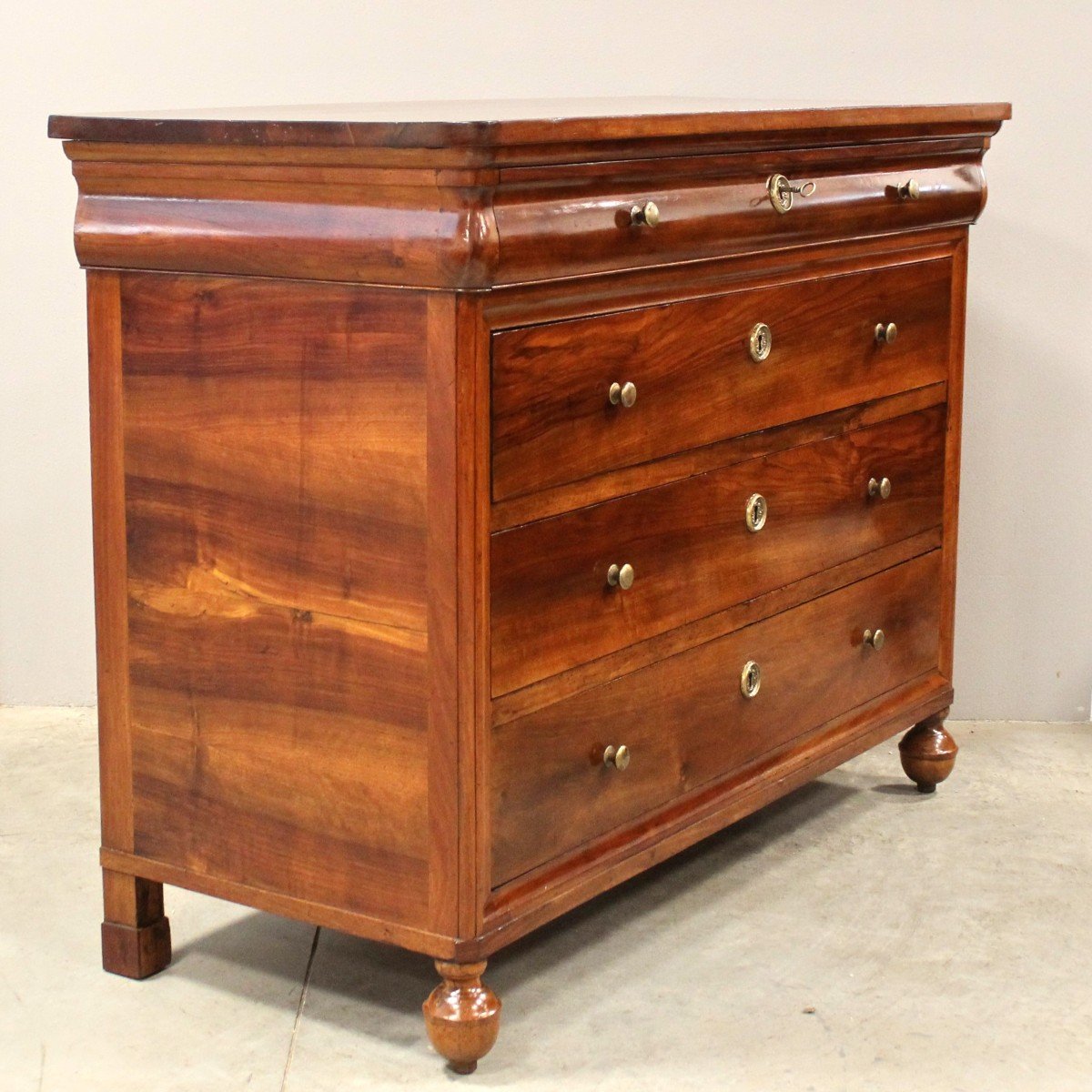 Antique Charles X Chest Of Drawers In Walnut - Italy 19th *a*-photo-2