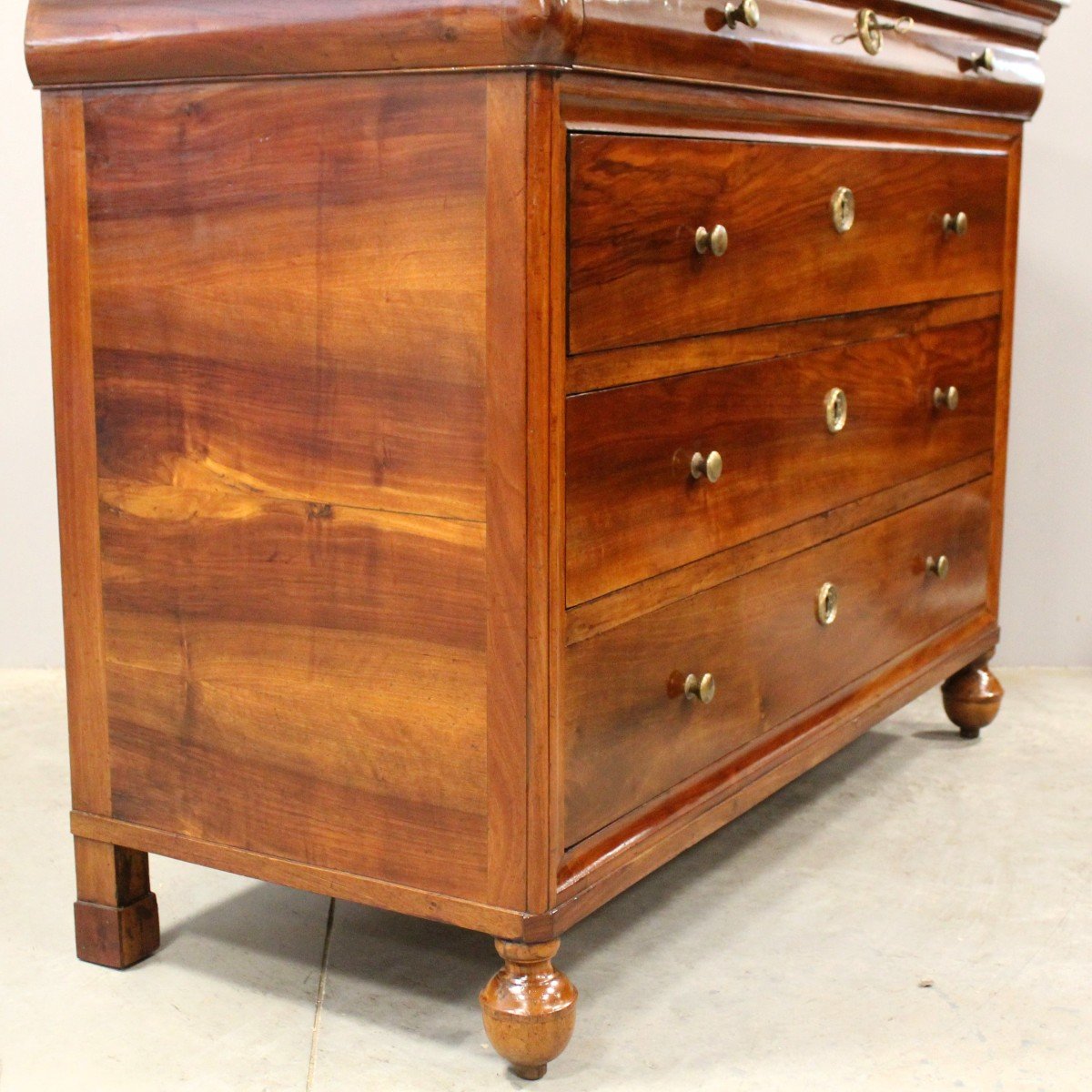 Antique Charles X Chest Of Drawers In Walnut - Italy 19th *a*-photo-4