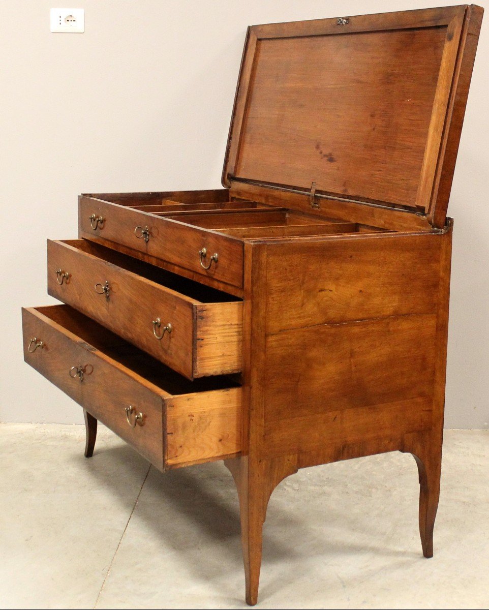 Ancien commode coffre d'époque Directoire en noyer - Italie 18ème-photo-3