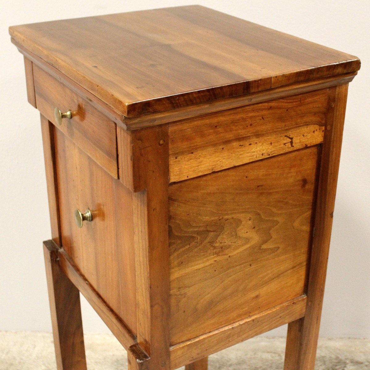 Antique Empire Bedside Table Cabinet In Walnut - Italy 19th-photo-5