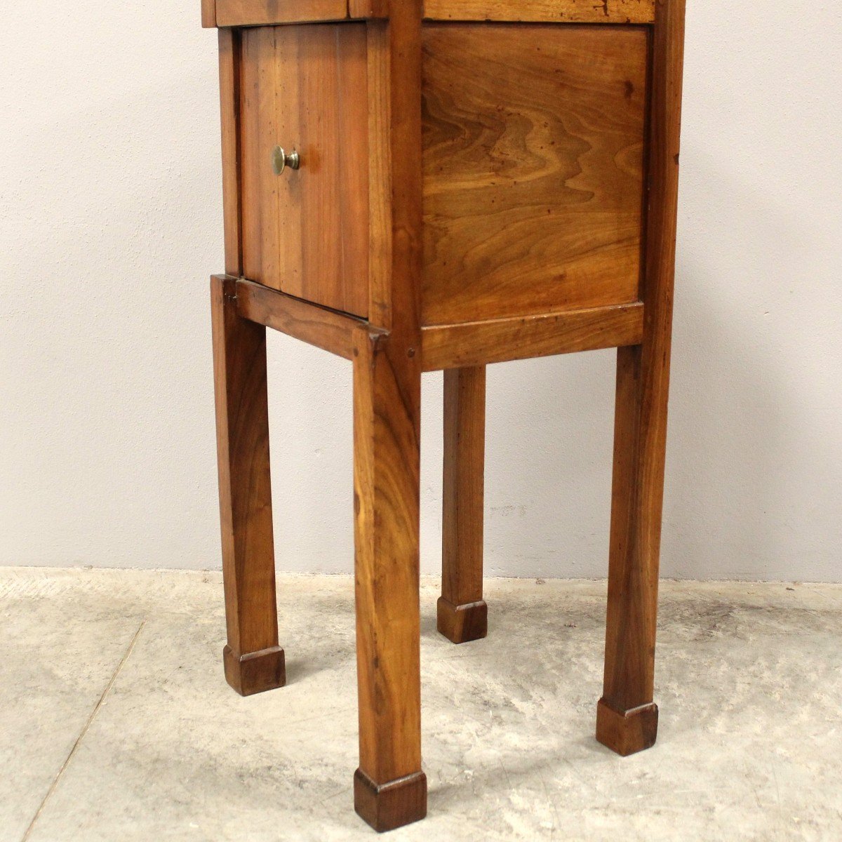 Antique Empire Bedside Table Cabinet In Walnut - Italy 19th-photo-7