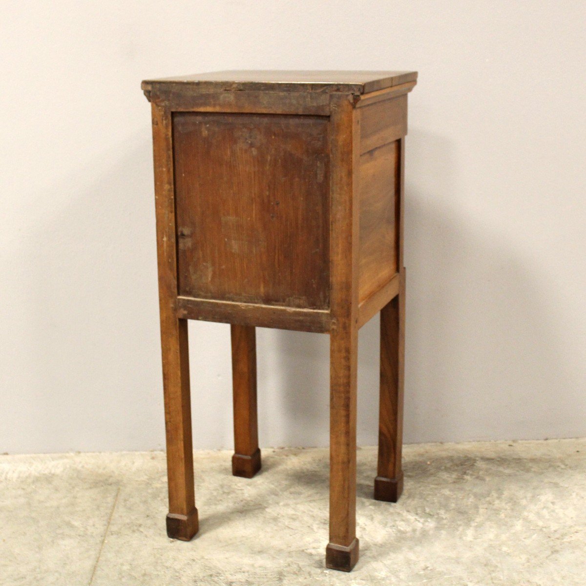 Antique Empire Bedside Table Cabinet In Walnut - Italy 19th-photo-8