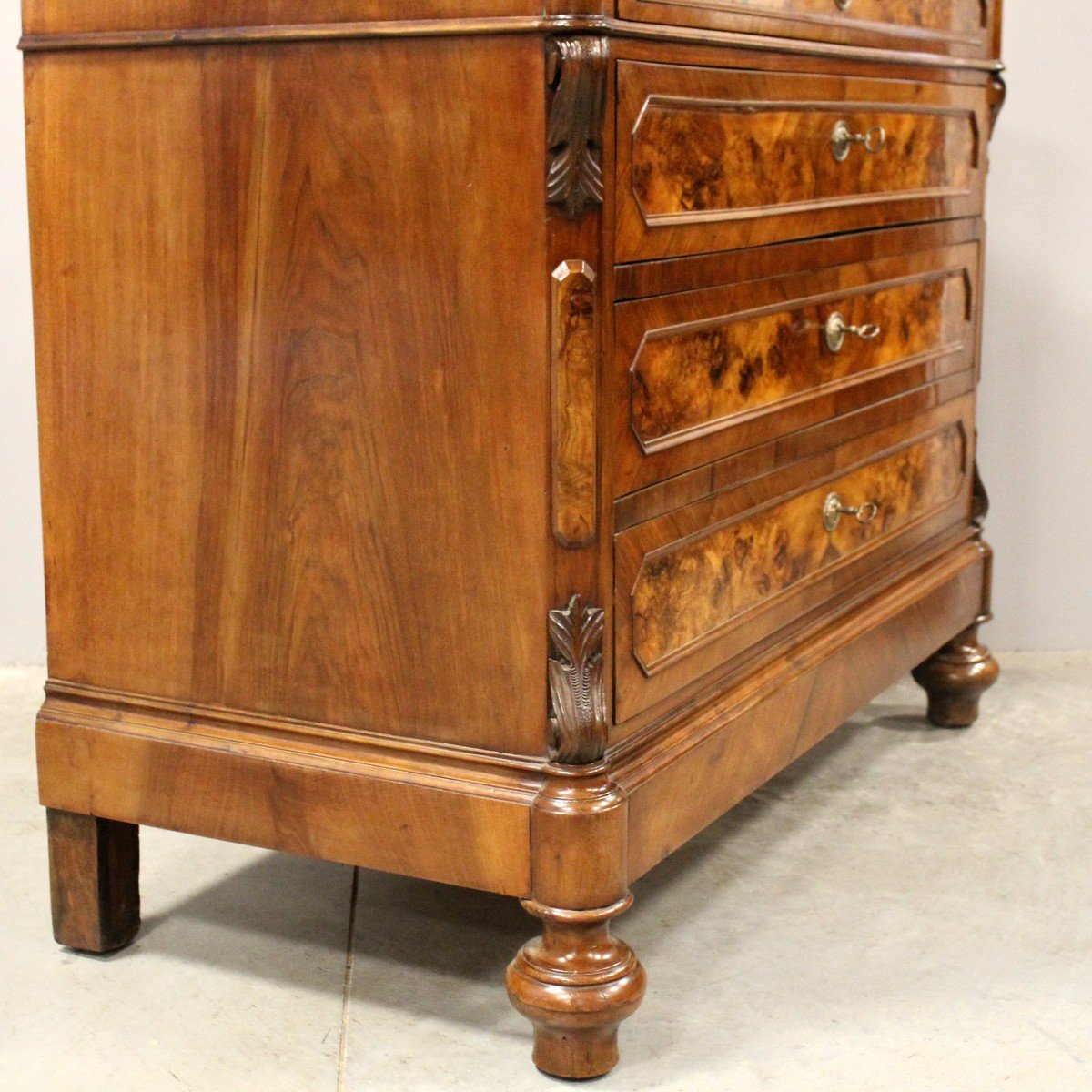 Ancien commode d'époque Louis Philippe en noyer - Italie 19ème-photo-5