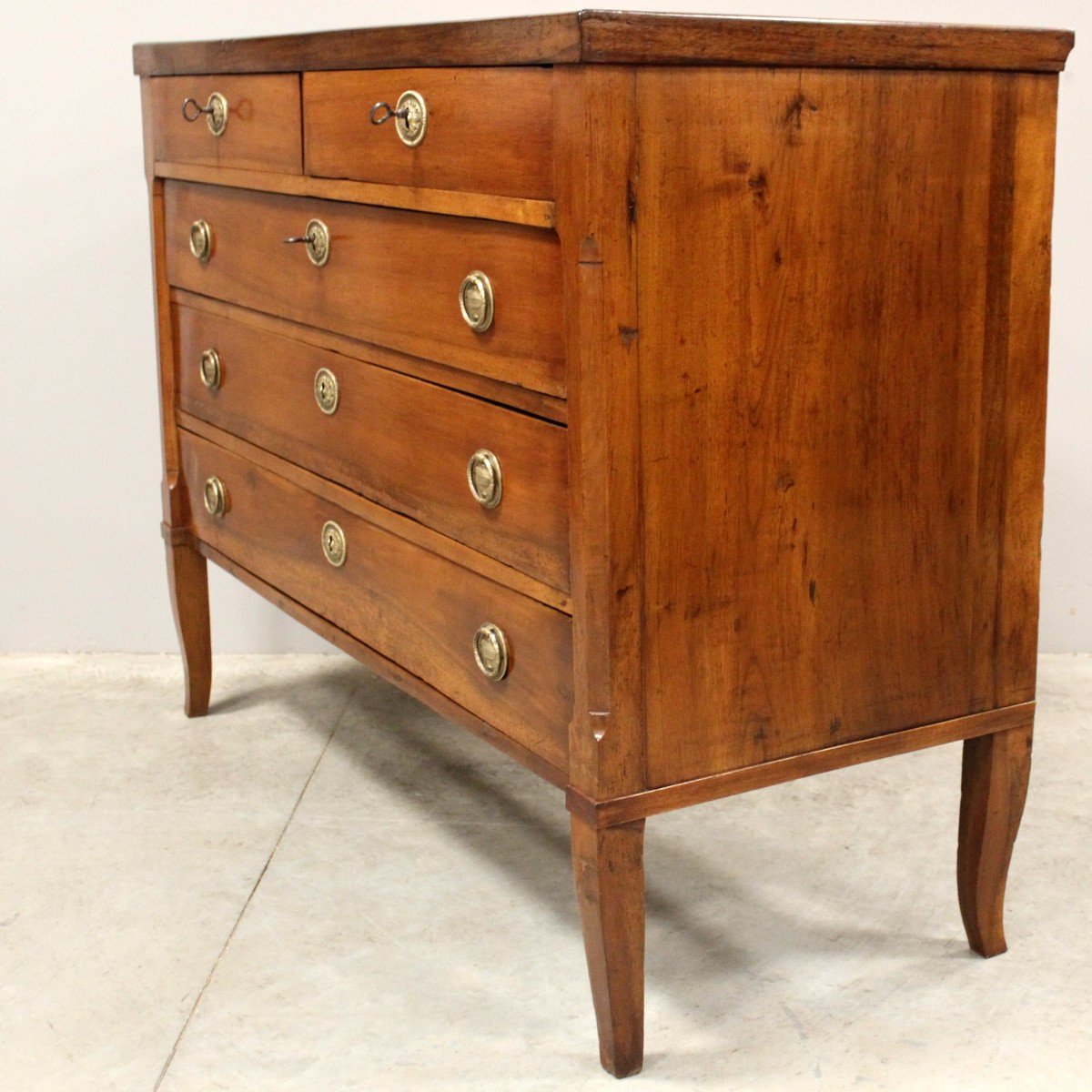 Antique Directoire Chest Of Drawers In Walnut - Italy 18th-photo-6