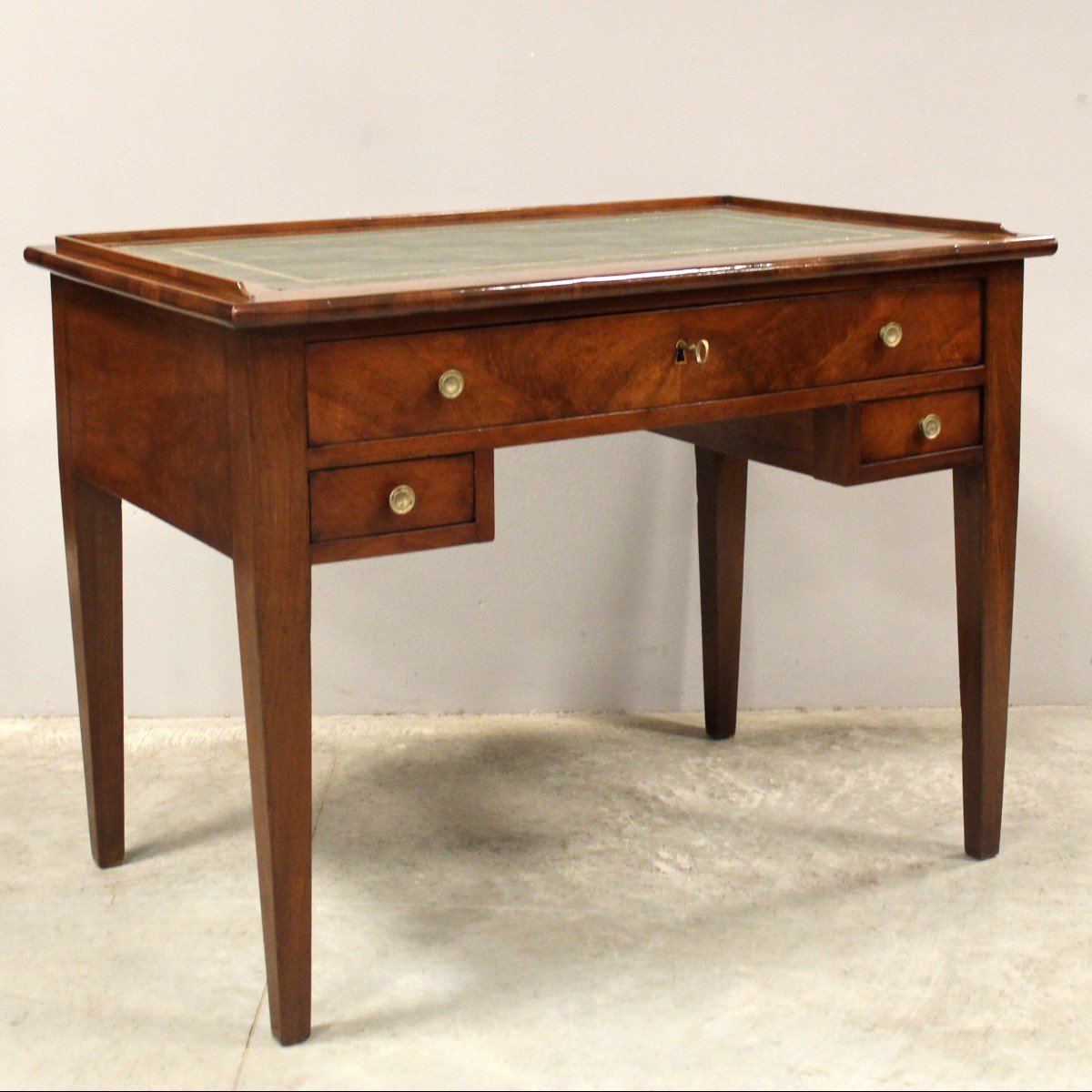 Ancien bureau table à écrire d'époque Directoire en noyer - Italie 19ème-photo-2