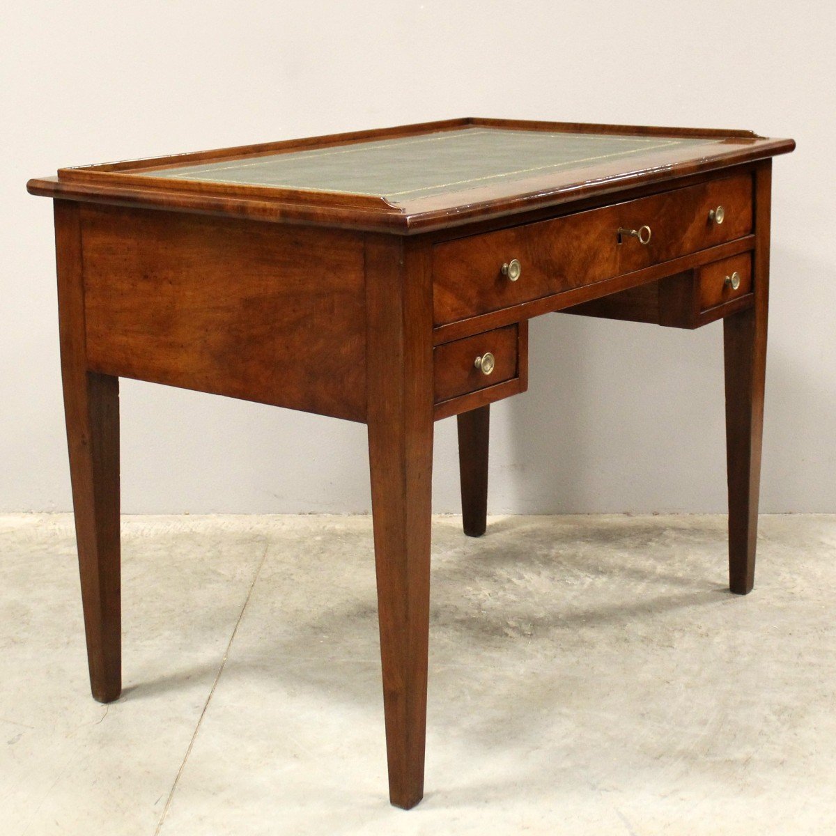 Ancien bureau table à écrire d'époque Directoire en noyer - Italie 19ème-photo-4