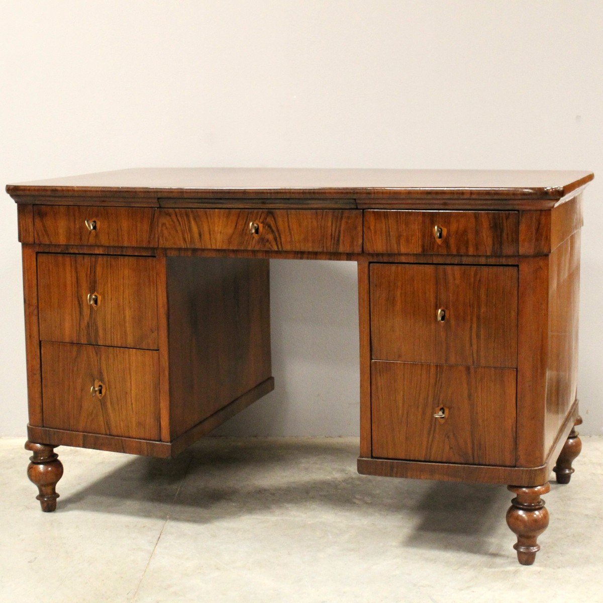 Antique Louis Philippe Table Writing Desk In Walnut - Italy 19th-photo-2