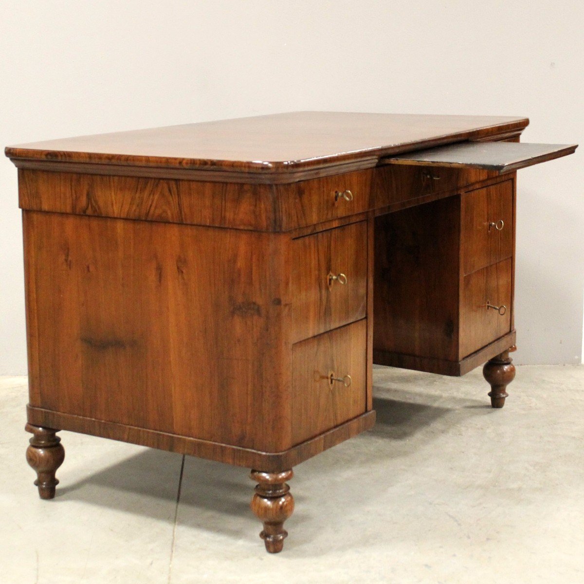 Antique Louis Philippe Table Writing Desk In Walnut - Italy 19th-photo-1