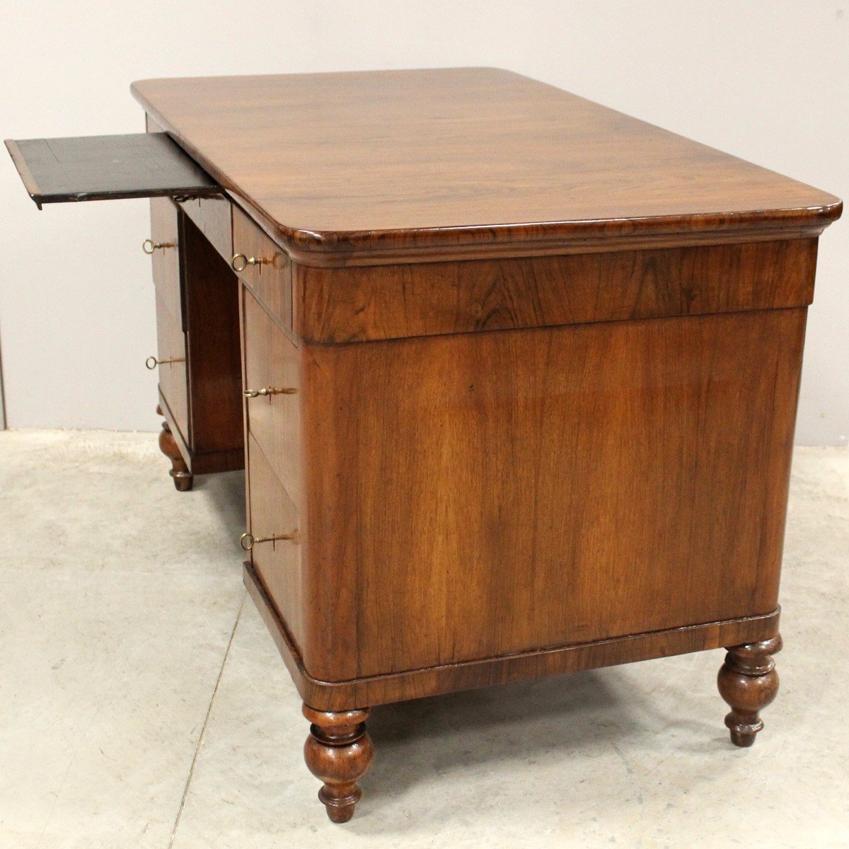 Antique Louis Philippe Table Writing Desk In Walnut - Italy 19th-photo-2