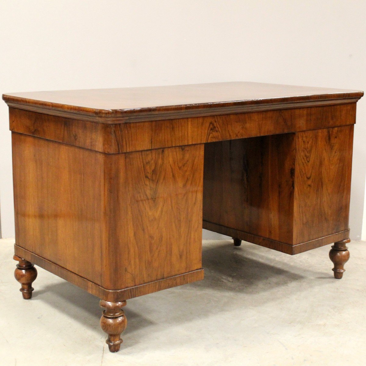 Antique Louis Philippe Table Writing Desk In Walnut - Italy 19th-photo-8