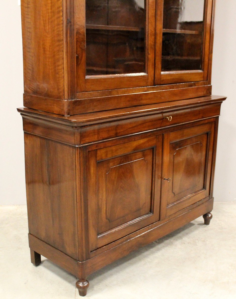 Antique Louis Philippe Cabinet Showcase In Walnut - Italy 19th-photo-5