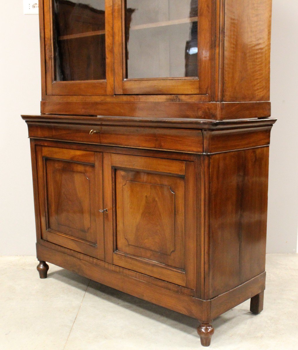 Antique Louis Philippe Cabinet Showcase In Walnut - Italy 19th-photo-6