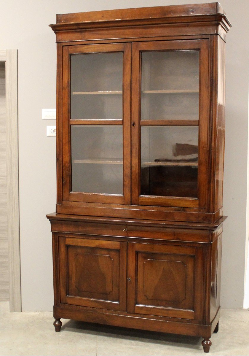 Antique Louis Philippe Cabinet Showcase In Walnut - Italy 19th