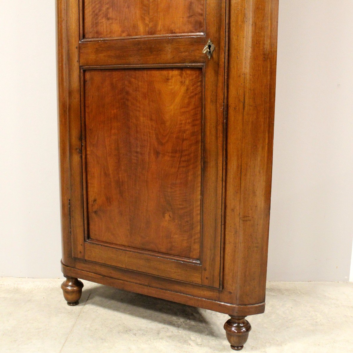 Antique Louis Philippe Corner Cabinet Cupboard In Walnut - Italy 19th -*b*-photo-3