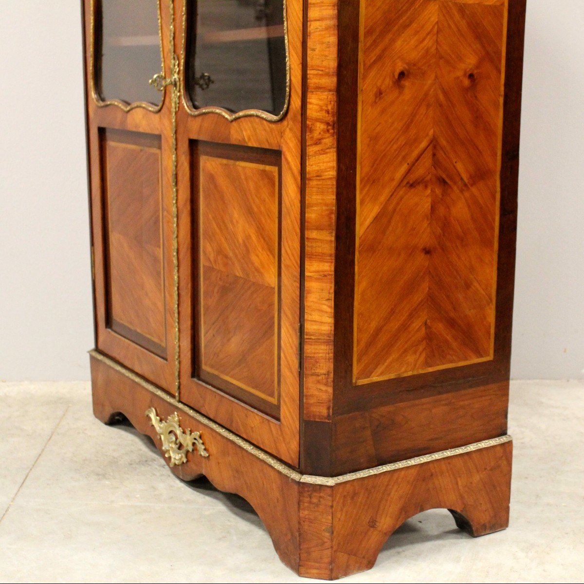 Antique Napoleon III Cabinet Showcase In Marquetry - 19th-photo-6