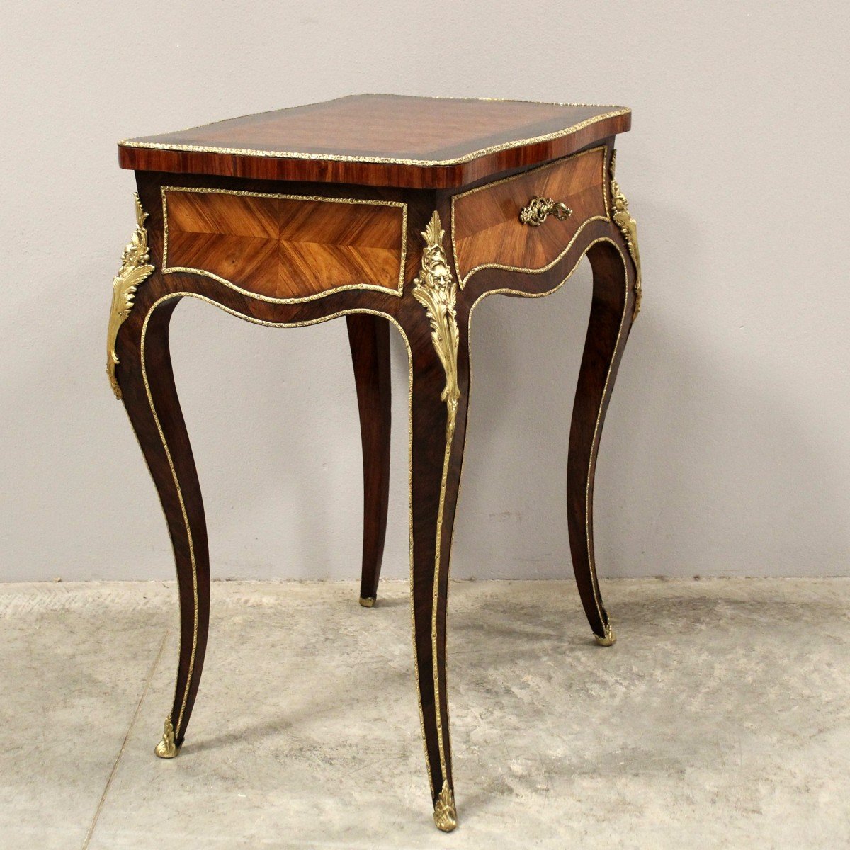 Antique Napoleon III Table In Marquetry - 19th-photo-3