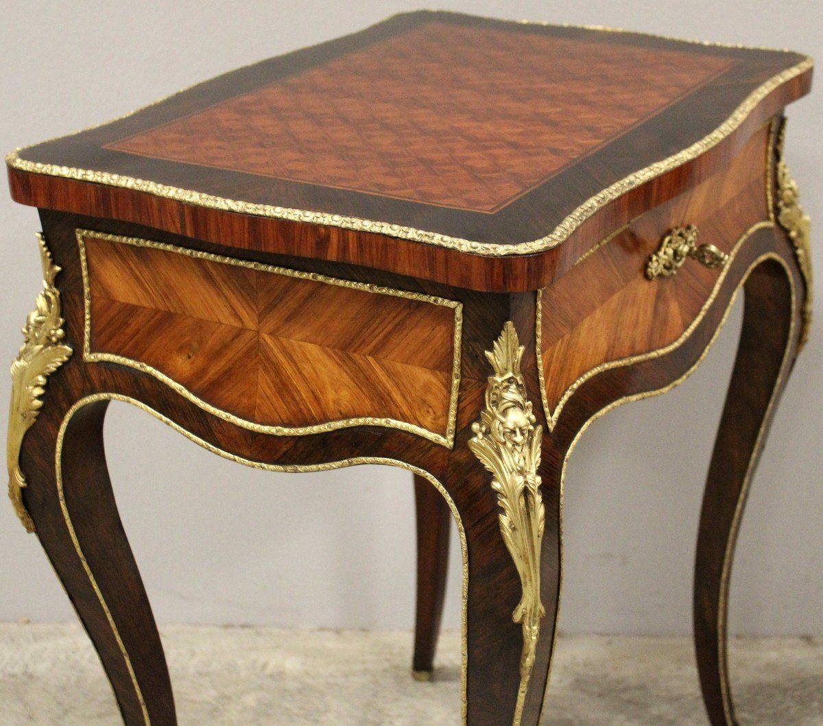 Antique Napoleon III Table In Marquetry - 19th-photo-5