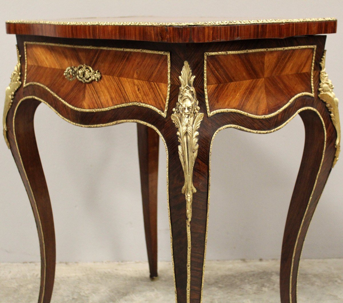 Antique Napoleon III Table In Marquetry - 19th-photo-6