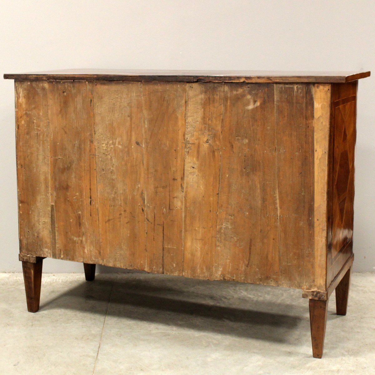 Antique Louis XVI Chest Of Drawers In Walnut Cherrywood And Marquetry - Italy 18th-photo-8